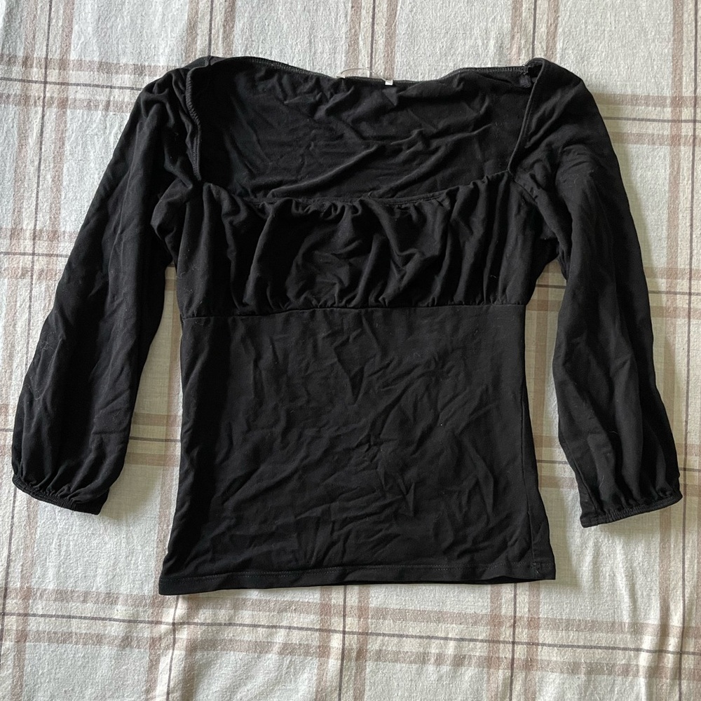 reformation black 3/4 sleeve top